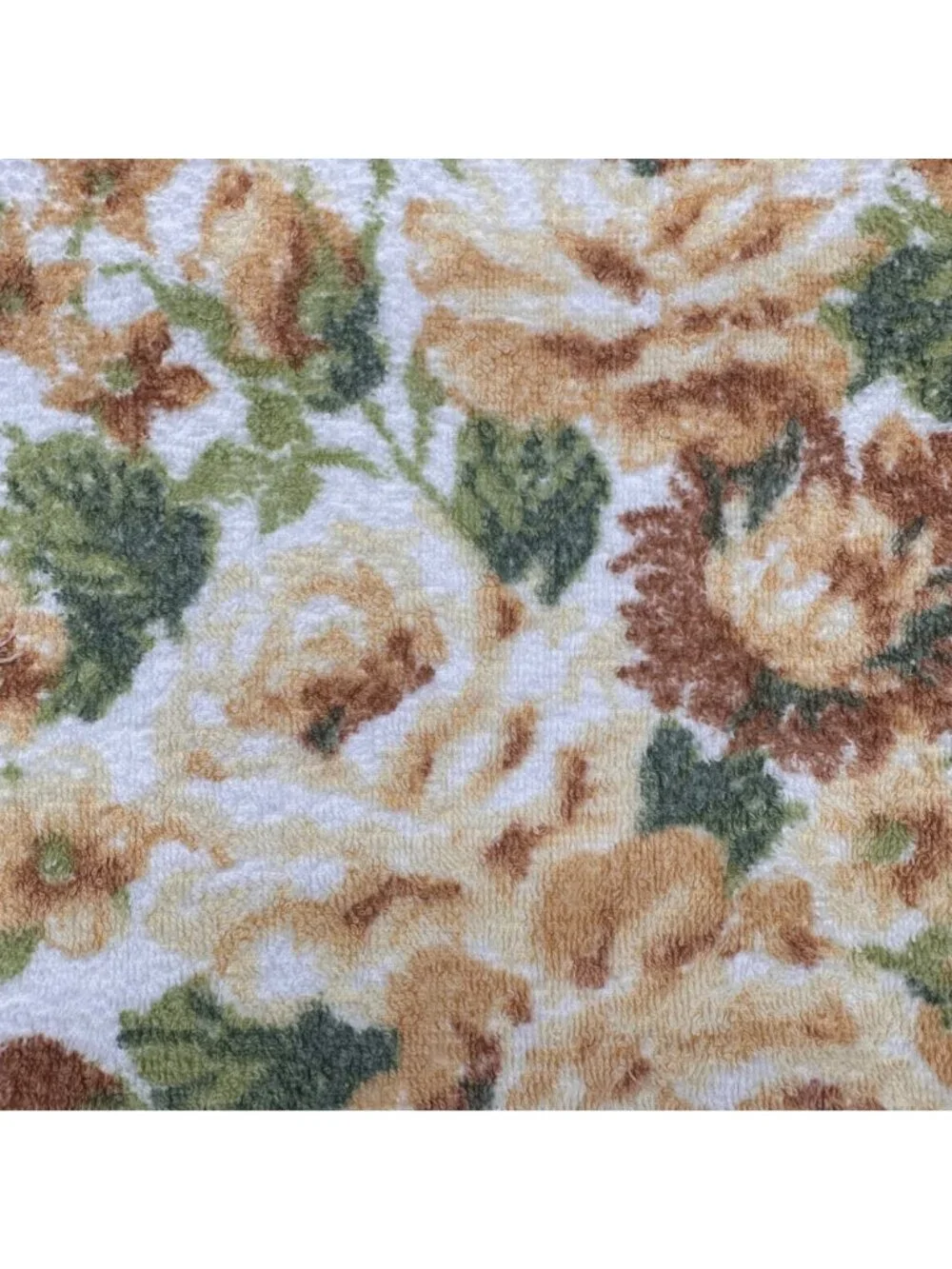Vintage Floral Bath Towel 1970s Retro Fringe Cotton Rose Flowers Cannon USA